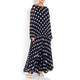 MARINA RINALDI PLEATED GEORGETTE PONCHO NAVY