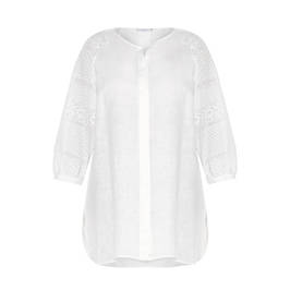 ELENA MIRO EMBROIDERED LINEN SHIRT WHITE  - Plus Size Collection