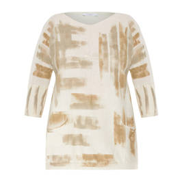 PIAZZA DELLA SCALA FINE KNIT SWEATER WITH GOLD BRUSH STROKES  - Plus Size Collection