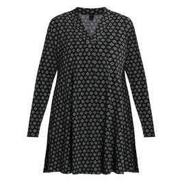 YOEK PRINTED TUNIC GREEN  - Plus Size Collection