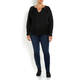MARINA RINALDI CABLE KNIT SWEATER BLACK