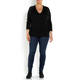 MARINA RINALDI BLACK V-NECK SWEATER