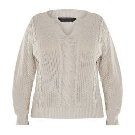 MARINA RINALDI CABLE KNIT SWEATER CREAM - Plus Size Collection