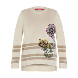 MARINA RINALDI EMBROIDERED SWEATER BEIGE - Plus Size Collection