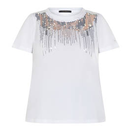 MARINA RINALDI SEQUIN T-SHIRT WHITE  - Plus Size Collection