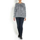 MARINA RINALDI INTARSIA WOOL BLEND SWEATER GREY