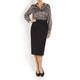 MARINA RINALDI COTTON GABERDINE PENCIL SKIRT BLACK