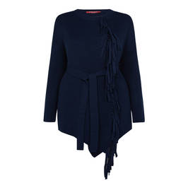 MARINA RINALDI FRINGE CARDIGAN NAVY - Plus Size Collection