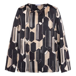 LUISA VIOLA GEOMETRIC PRINT TUNIC BLACK  - Plus Size Collection