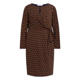 LUISA VIOLA GEOMETRIC PRINT DRESS COPPER  - Plus Size Collection