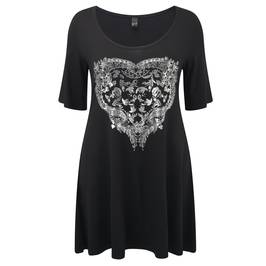 Yoek black and silver heart Tunic - Plus Size Collection