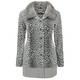 WILLE Animal Print Detachable Fur Collar CARDIGAN