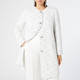Marina Rinaldi Yarn-Dyed Collarless Duster Coat White