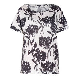 ZAIDA FLORAL PRINT T-SHIRT BLACK AND WHITE - Plus Size Collection