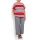 Marina Rinaldi red stripe linen drop shoulder SWEATER