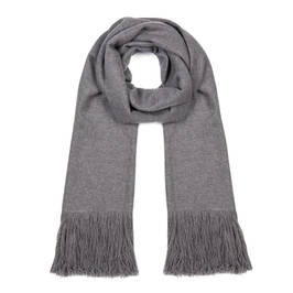 AHMADDY FRINGED PURE CASHMERE SCARF GREY - Plus Size Collection