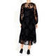 ALEMBIKA LACE SHEER FLOCK PRINT WITH SLIP BLACK