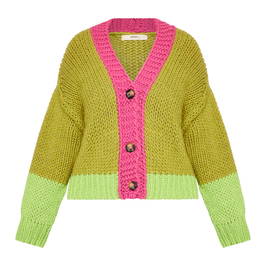 Alembika Colour Block Cardigan Lime - Plus Size Collection