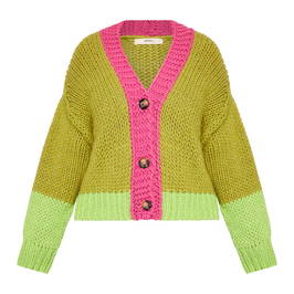 Alembika Colour Block Cardigan Lime - Plus Size Collection