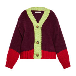 Alembika Colour Block Cardigan Bordeaux - Plus Size Collection