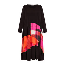 Alembika Jersey Contrast Dress Black and Magenta - Plus Size Collection