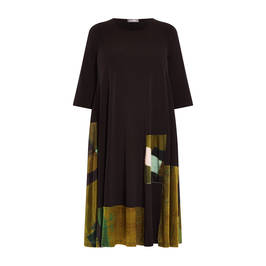 Alembika Jersey Contrast Dress Black and Olive - Plus Size Collection