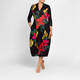 Alembika Jersey Floral Print Tulip Dress Black