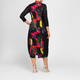 Alembika Jersey Floral Print Tulip Dress Black