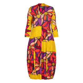 Alembika Jersey Floral Print Tulip Dress Yellow - Plus Size Collection