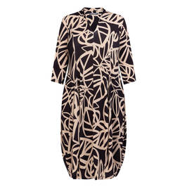 Alembika Abstract Leaf Print Dress Black - Plus Size Collection