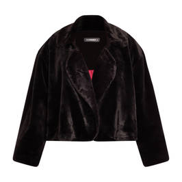 Alembika Faux Fur Short Jacket Black - Plus Size Collection