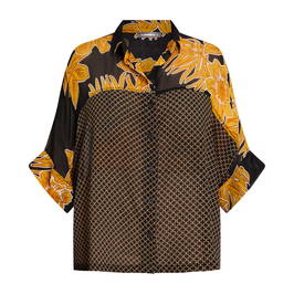 Alembika Floral Yoke Shirt Black and Gold - Plus Size Collection