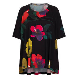 Alembika Floral Print Top Black and Pink - Plus Size Collection