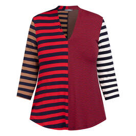 Alembika V-neck Jersey Striped Tunic  - Plus Size Collection
