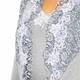 ANN BALON silver skirt, jacket and sleeveless top outfit