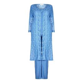 ANN BALON blue lace Jacket, top & trousers outfit - Plus Size Collection