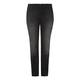 BEIGE PULL ON STRAIGHT LEG DISTRESSED BLACK JEANS