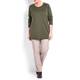 APRICO OLIVE GREEN KNITTED TUNIC WITH GOLD STUDS EMBELLISHMENT