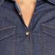 Ashley Graham x Marina Rinaldi gold button denim shirt