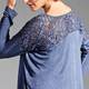 Beige denim blue lace back jersey tunic