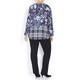 BEIGE BORDER FLORAL PRINT TUNIC BLUE