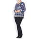 BEIGE BORDER FLORAL PRINT TUNIC BLUE