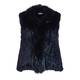 BASLER navy lapin fur raccoon trim GILET