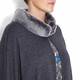 BASLER charcoal knit PONCHO with fur trim