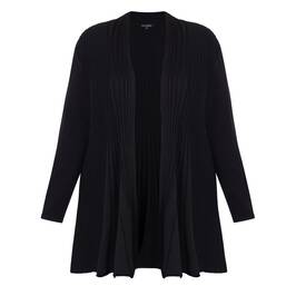 Beige Pleated A-Line Cardigan Black - Plus Size Collection