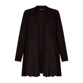 Beige Black Pleated Cardigan - Plus Size Collection