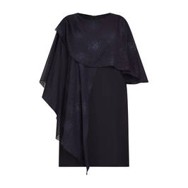 Beige Dress with Shoulder Sash Navy  - Plus Size Collection