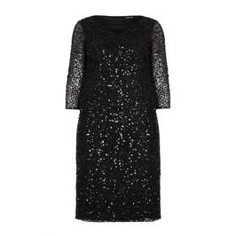 BEIGE BLACK SEQUINNED DRESS - Plus Size Collection