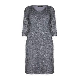 BEIGE GREY SEQUINNED DRESS - Plus Size Collection