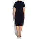 Beige label v-neck ruched navy dress 